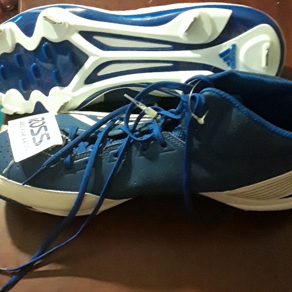 Adidas Men's Baseball Blue White Metal Cleats NEW - Picture 4 of 4